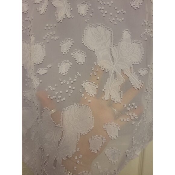 ELLE Purple Floral Lace Blouse Top Sleeveless V-Neck Lined Ruffled Medium Sheer - Picture 3 of 7